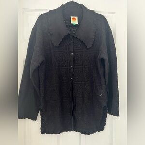 Farm Rio Embroidered Eyelet Sweater Cardigan